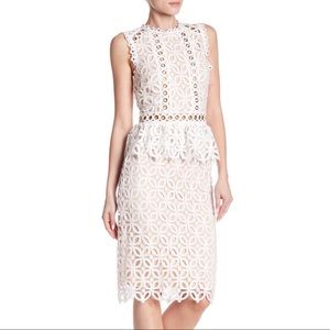 Just Me Eyelet Lace Peplum Dress